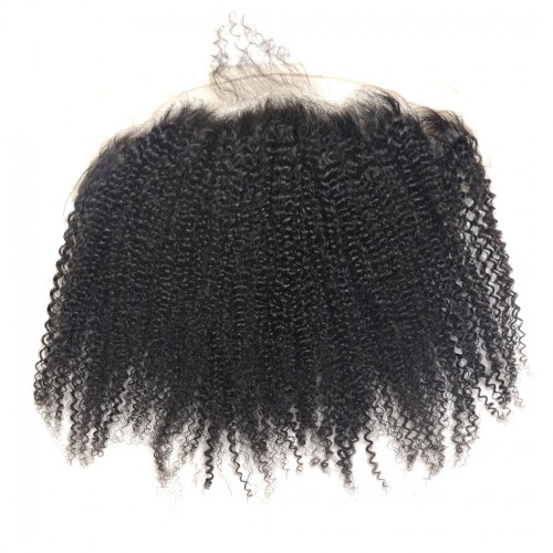 Afro Kinky Curly 4b 4c 13x6 Lace Frontal  Virgin Brazilian Human Hair Ear To Ear Lace Frontal Pre Plucked Natural Hair line with Baby Hair